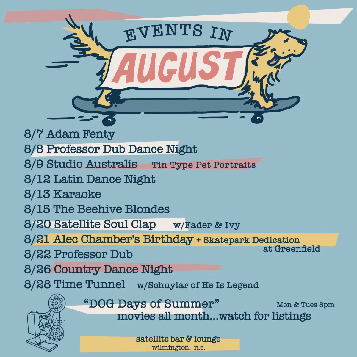 August Events! at Block Taco downtown Wilmington NC