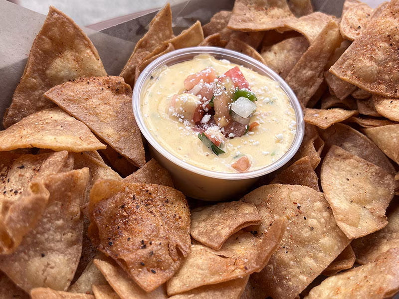Chips + Queso taco from Block Taco downtown Wilmington NC